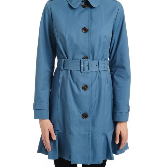 Kate Spade New York Belted Peplum Trench Coat in Copen Blue Size M - Picture 5 of 7